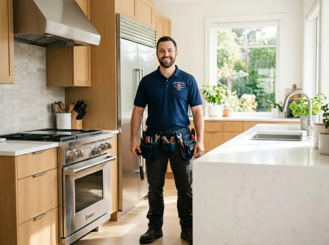 Appliance Repair Hero technician in a Bloomfield, NM kitchen after an appliance repair